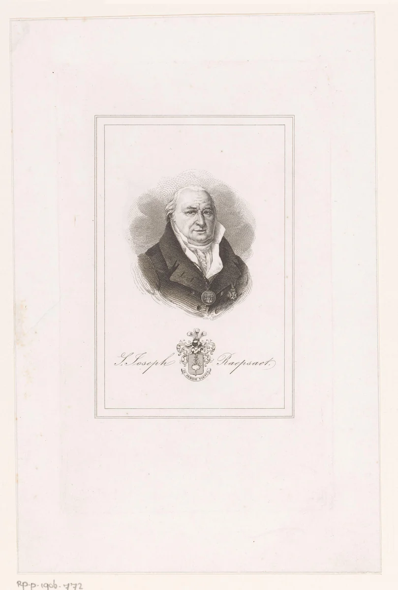 Portret van Jan Jozef Raepsaet by Charles Onghena, print, 1816-1886