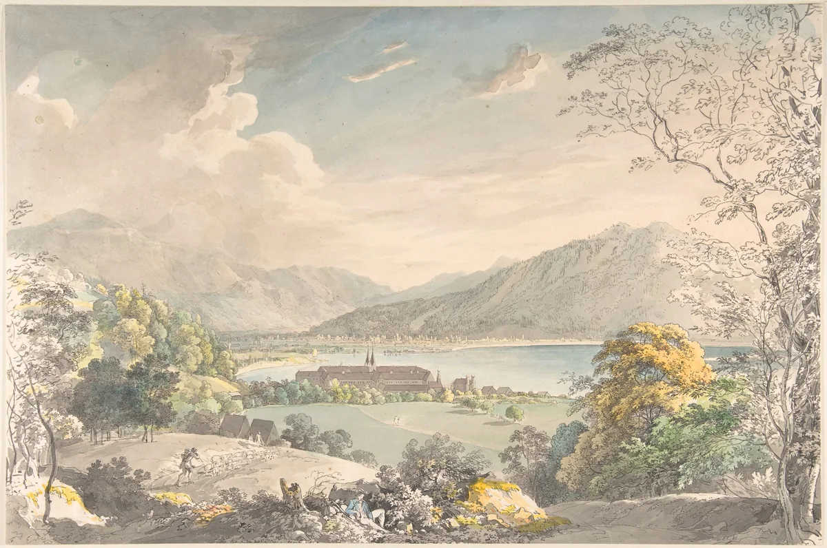 View of the Monastery in Tegernsee seen from the north-east by Johann Georg von Dillis, drawing, 1775-1841
