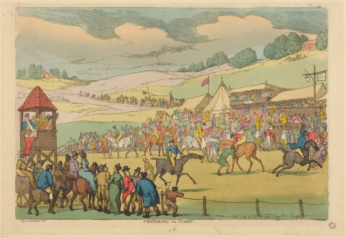 Preparing to Start by Thomas Rowlandson, print, 1811