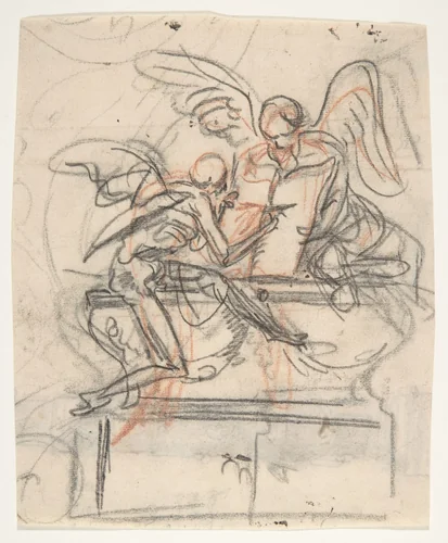 Design for a sepulchral monument with an allegory of Time (recto); Design for a column (verso) by Pieter Verbruggen, drawing, 1686-1724