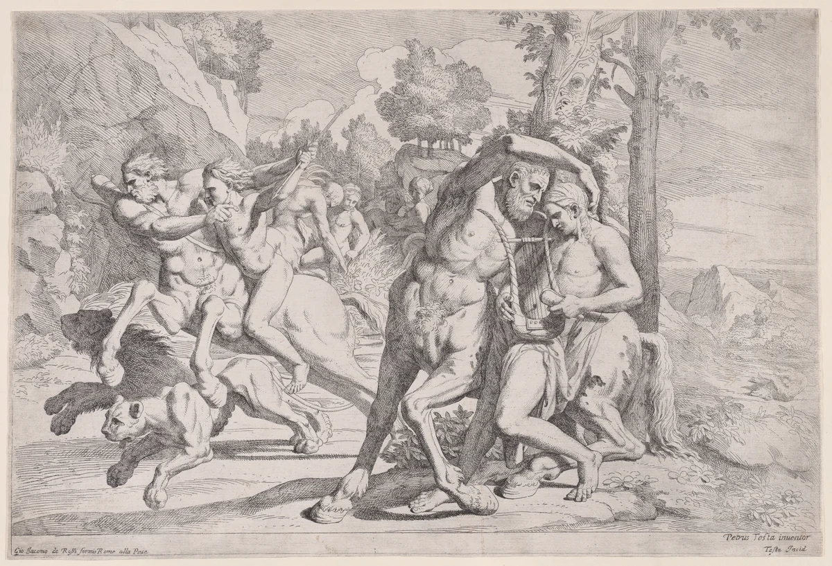 The Education of Achilles by Giovanni Cesare Testa, print, 1625-1675