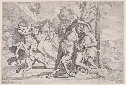 The Education of Achilles by Giovanni Cesare Testa, print, 1625-1675