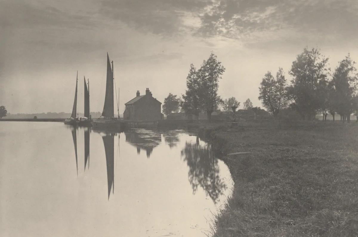 Cantley: Wherries Waiting for the Turn of the Tide by Peter Henry Emerson, photograph, 1886