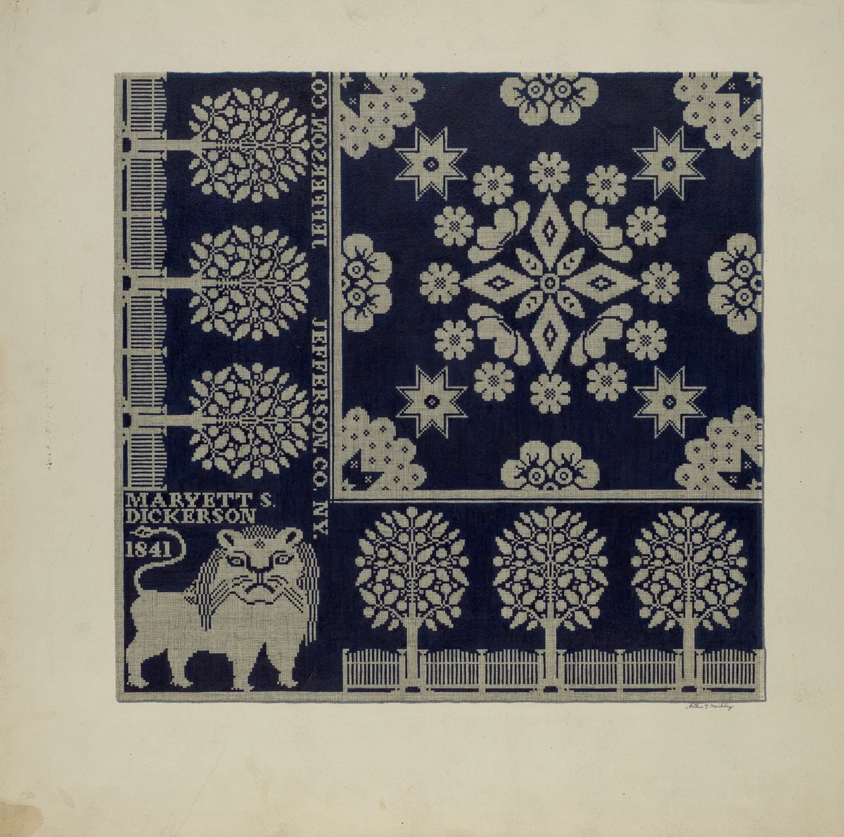 Tyler Coverlet by Arthur G. Merkley, index of american design, 1941