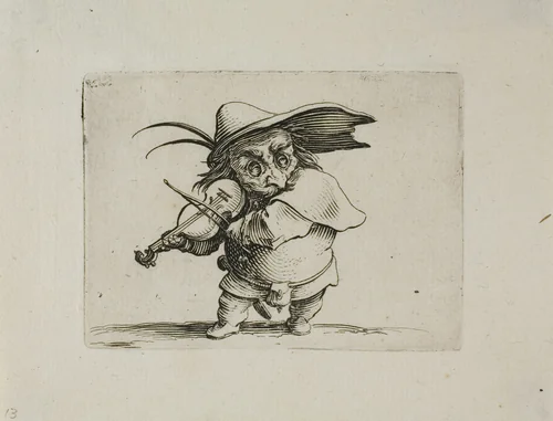 The Violin Player, from Varie Figure Gobbi by Jacques Callot, print, 1616