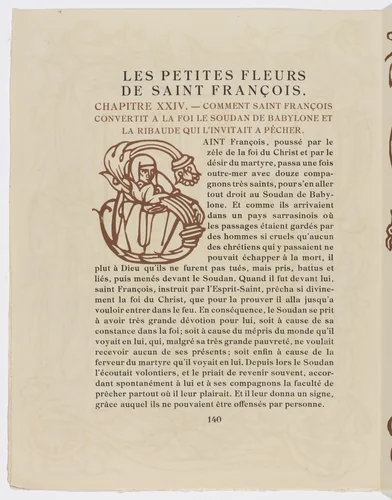 Pictorial initial (page 140) from Les Petites Fleurs de St. François (The Little Flowers of St. Francis) by Émile Bernard, illustrated book, 1928