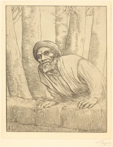 Man Climbing a Wall (L'escalade) by Alphonse Legros, print, 1837-1911