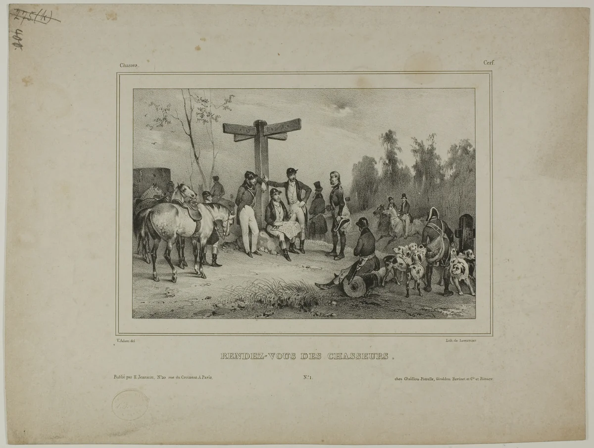 Hunter's Rendezvous by Victor Adam, print, 1821-1866