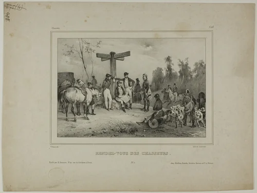 Hunter's Rendezvous by Victor Adam, print, 1821-1866