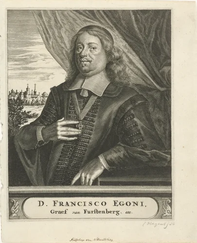 Portret van Frans Egon, graaf van Fürstenberg by Christiaan Hagen, print, 1635-1695