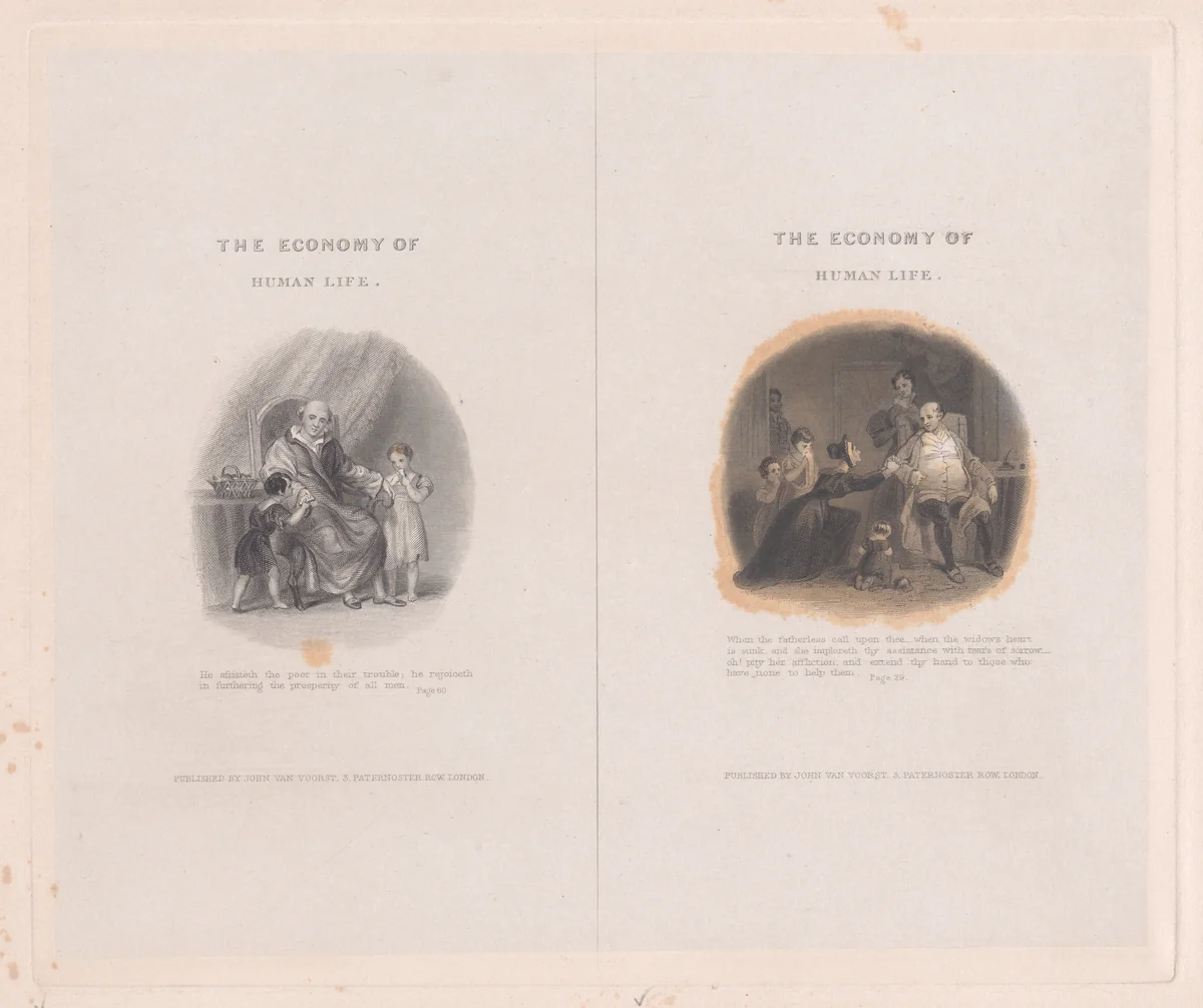 Two illustrations for "The Economy of Human Life" by Frank Howard, print, 1834
