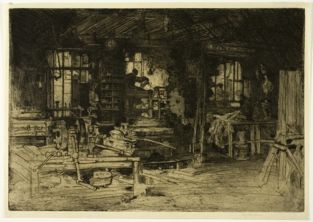 The Workshop by David Young Cameron, print, 1905