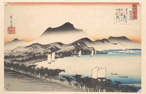 Clearing Weather at Awazu, Lake Biwa by Utagawa Hiroshige (歌川広重), print, 1825-1845