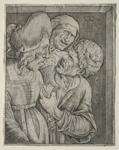 The Rich Old Woman by Agostino Veneziano, print, 1510-1540