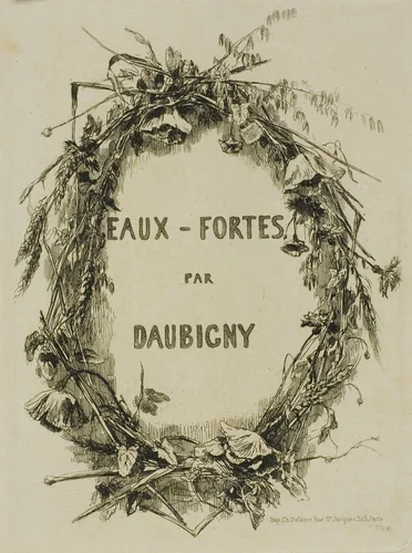 Wreath of Wildflowers, Frontispiece by Charles-François Daubigny, print, 1850