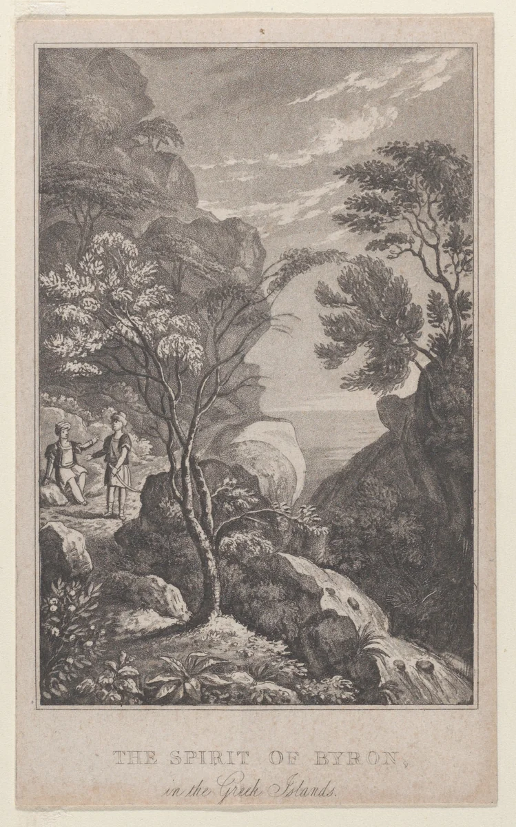 Hidden silhouette: the spirit of Byron in the Greek Isles by Henry Burn, print, 1820-1830