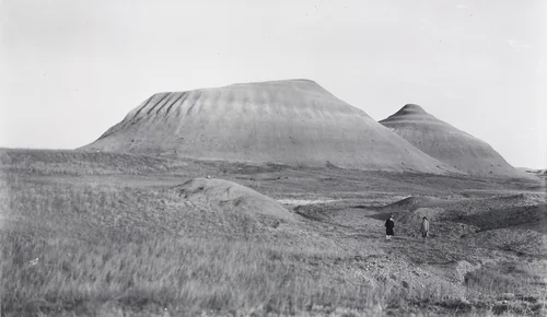 Viola Manning and Alice Boyle In Front of Two Hills on Way Home From Cuney Table by Eugene Buechel, photograph, 1928