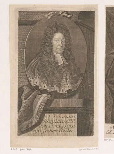 Portret van Johann Schmid by Martin Bernigeroth, print, 1715