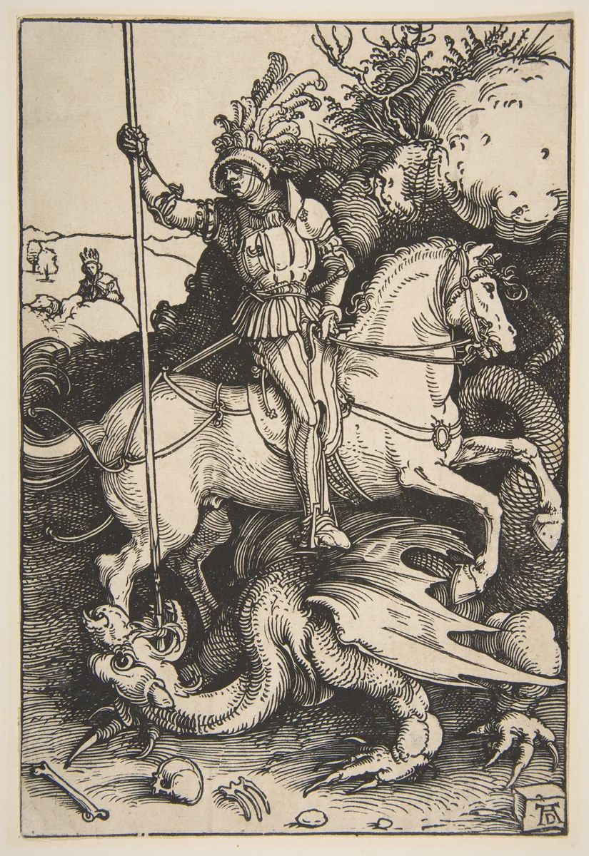 Saint George and the Dragon by Albrecht Dürer, print, 1504-1505