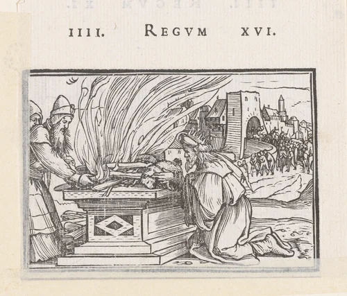 Heidens offer van koning Achaz by Hans Holbein, print, 1538