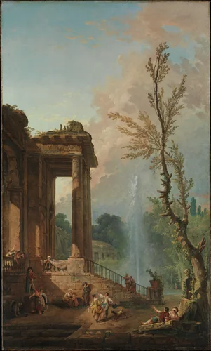 The Portico of a Country Mansion by Hubert Robert, painting, 1773