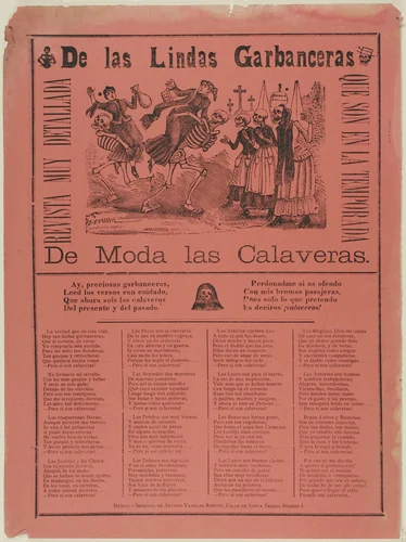 The Lovely Garbanzo-Sellers as Calaveras by José Guadalupe Posada, print, 1880-1913