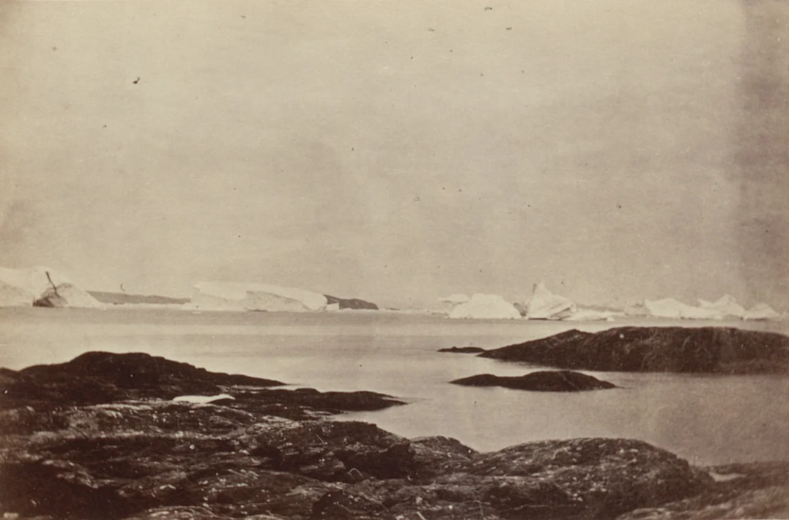 "Icebergs Seen Near the Coast" by George P. Critcherson, John L. Dunmore, William Bradford, photograph, 1869
