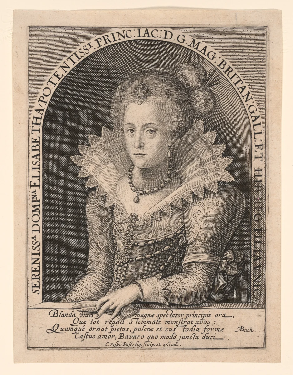 Princess Elizabeth Stuart by Crispijn van de Passe, print, 1606