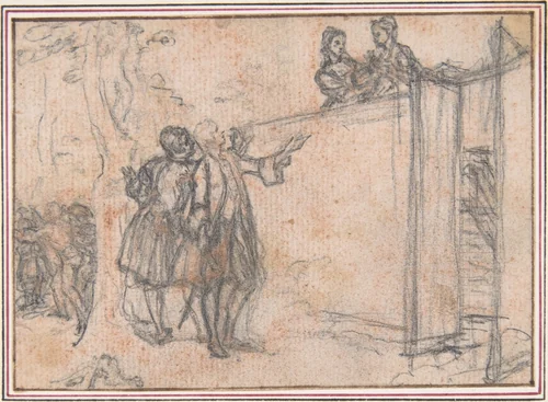 Study for "On Liberty," etched vignette in "Songs in the Opera of Flora" by Hubert François Gravelot, drawing, 1732-1742