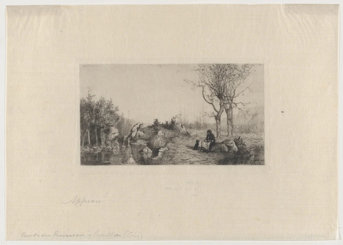 At the Bank of the Stream in Rossillon (Ain) by Adolphe Appian, print, 1867
