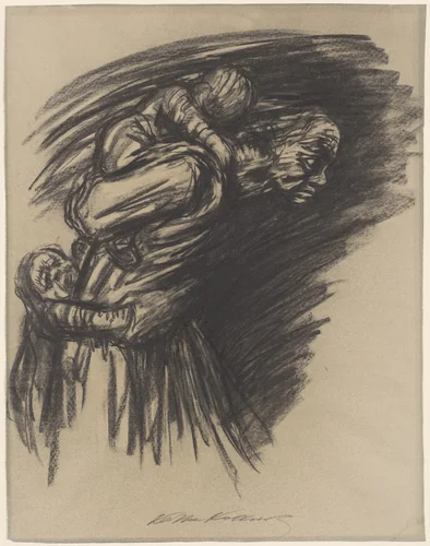 Woman and Children Going to Their Death (Frau mit Kindern in den Tod gehend) by Käthe Kollwitz, drawing, 1924