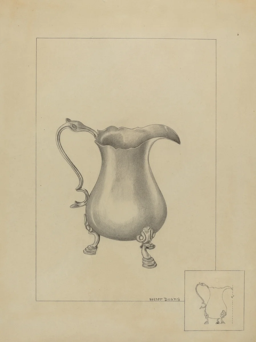 Silver Creamer by Hester Duany, index of american design, 1936