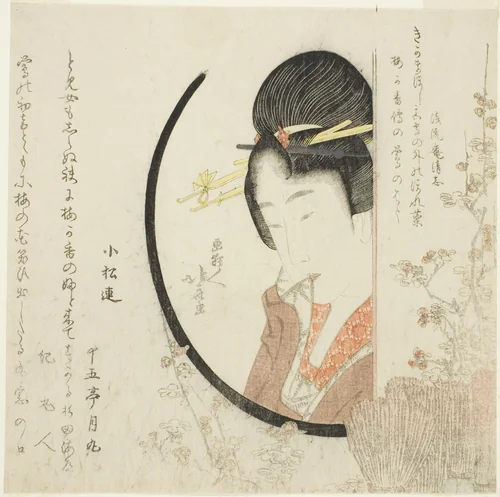 Girl at the window by Katsushika Hokusai (葛飾 北斎), print, 1799-1809