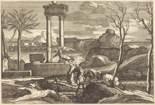The Flight into Egypt by Sébastien Bourdon, print, 1616-1671