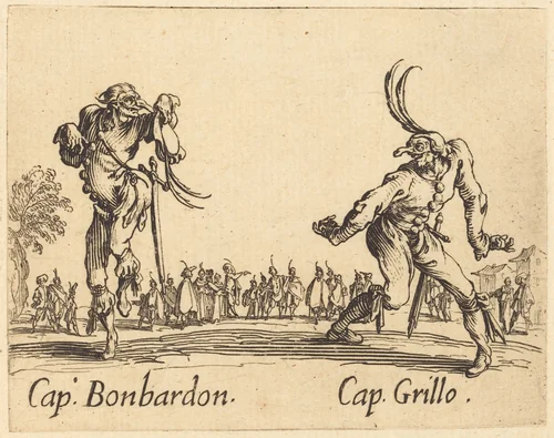 Cap. Bonbardon and Cap. Grillo by Jacques Callot, print, 1622