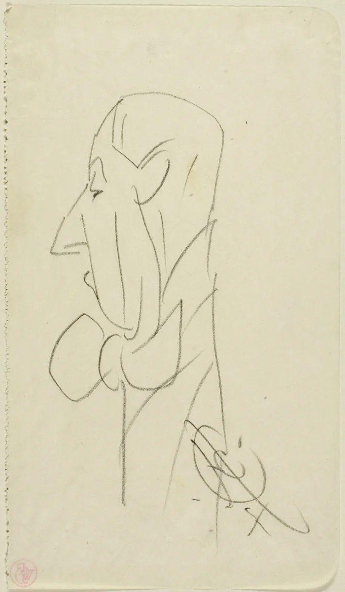 Man with a Large Bow Tie by Edward Henry Corbould, drawing, 1835-1905