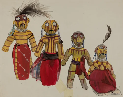 Indian Doll Group by Jane Iverson, index of american design, 1935-1942