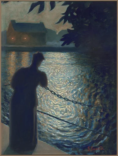 Moonlight, Örebro by Gustaf Fjaestad, print, 1897