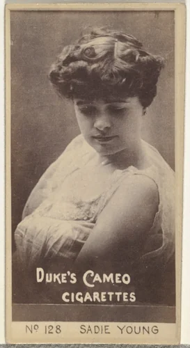 Card Number 128, Sadie Young, from the Actors and Actresses series (N145-4) issued by Duke Sons & Co. to promote Cameo Cigarettes by W. Duke, Sons & Co., photograph, 1880-1889