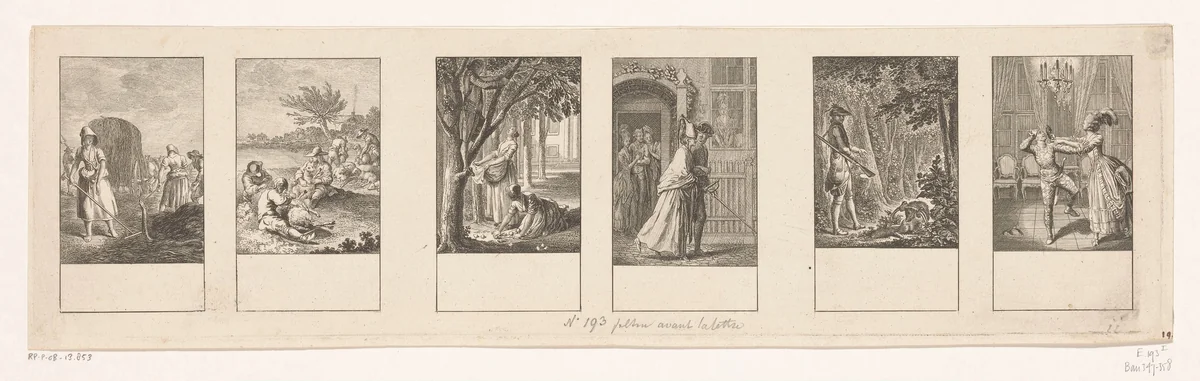 Zes maanden van het jaar by Daniel Nikolaus Chodowiecki, print, 1777