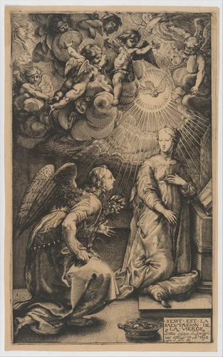 The Annunciation by Israël Crispin le Jeune, print, 1632