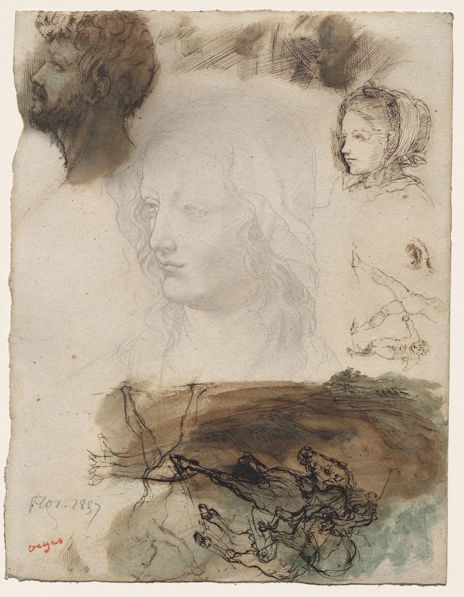 Sheet of Studies and Sketches by Edgar Degas, drawing, 1858