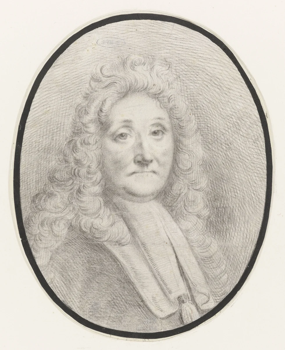 Zelfportret van Ludolf Bakhuysen, borstbeeld naar rechts, aanziend by Ludolf Bakhuysen, drawing, 1690-1708
