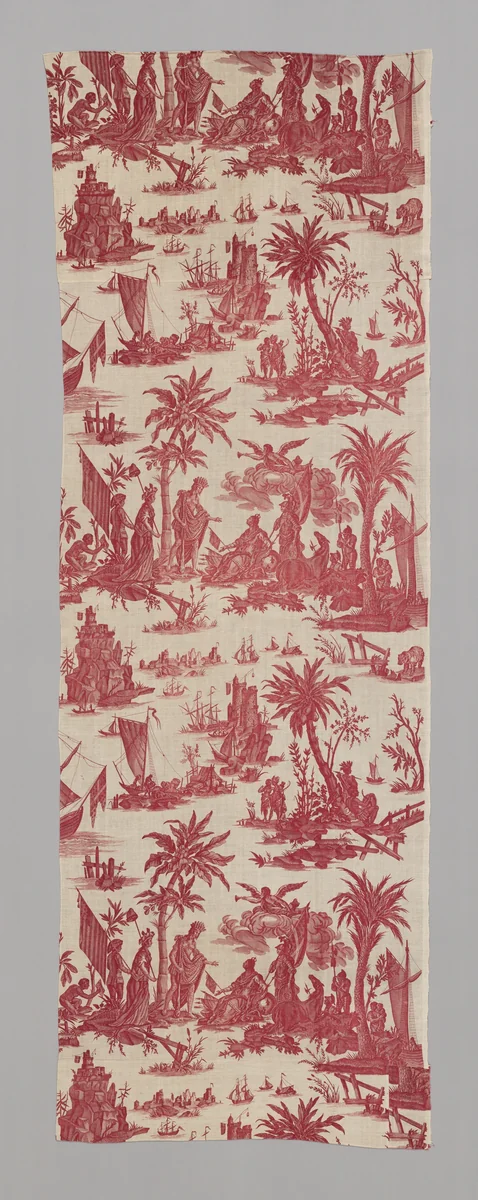 L'Hommage de l'Amérique á la France (America's Tribute to France) (Furnishing Fabric) by Jean Baptiste Huet, textile, 1780-1790