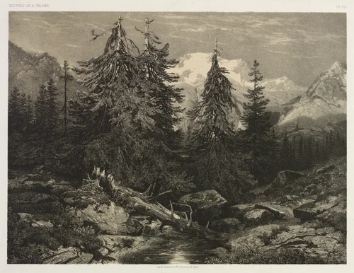 Alpine Stream by Alexandre Calame, print, 1834-1864