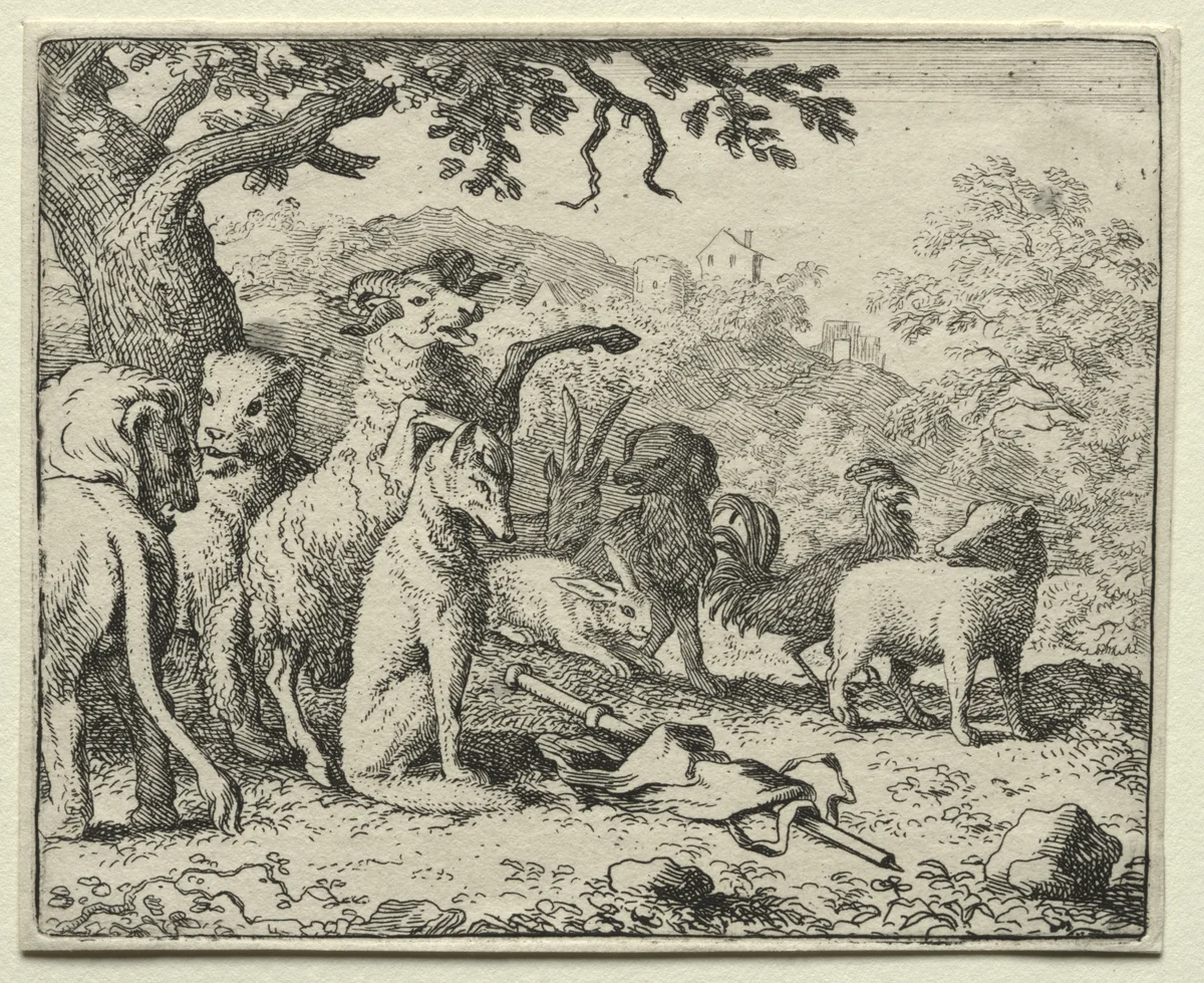 Reynard the Fox: The Benediction Given to Reynard by Allart van Everdingen, print, 1650-1675