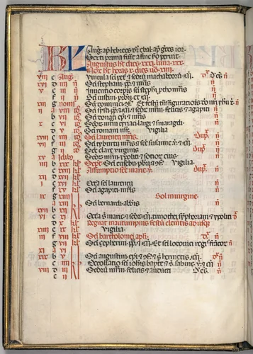 Missale: Fol. 6v: August Calendar Page by Bartolommeo Caporali, book, 1469