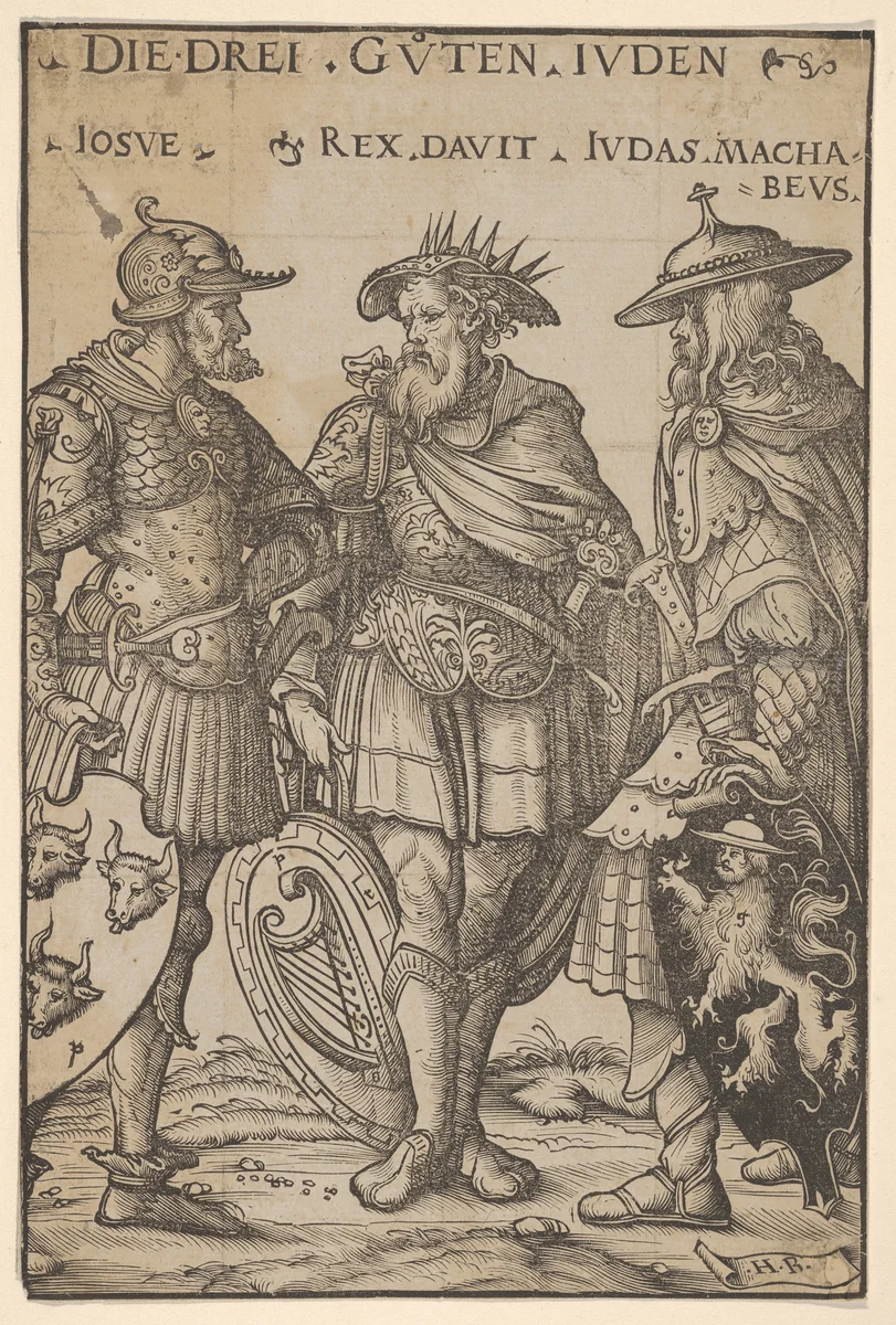 The Three Jewish Heroes (Die Drei Guten Juden), from "Heroes and Heroines" by Hans Burgkmair, print, 1516