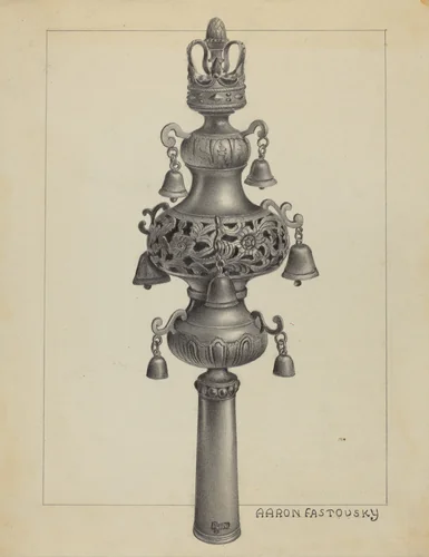 Silver Ornament for Scroll by Aaron Fastovsky, index of american design, 1936