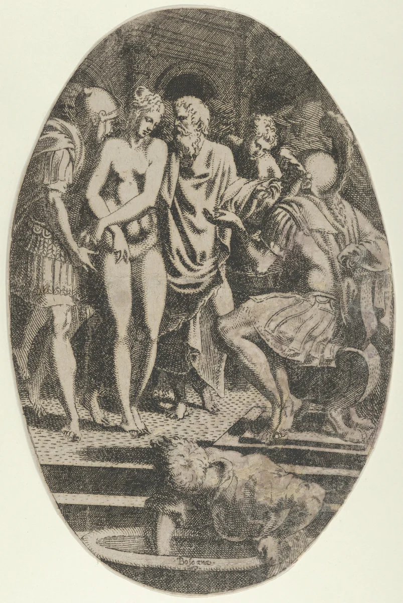 Timocleia Before Alexander by Léon Davent, print, 1535-1550
